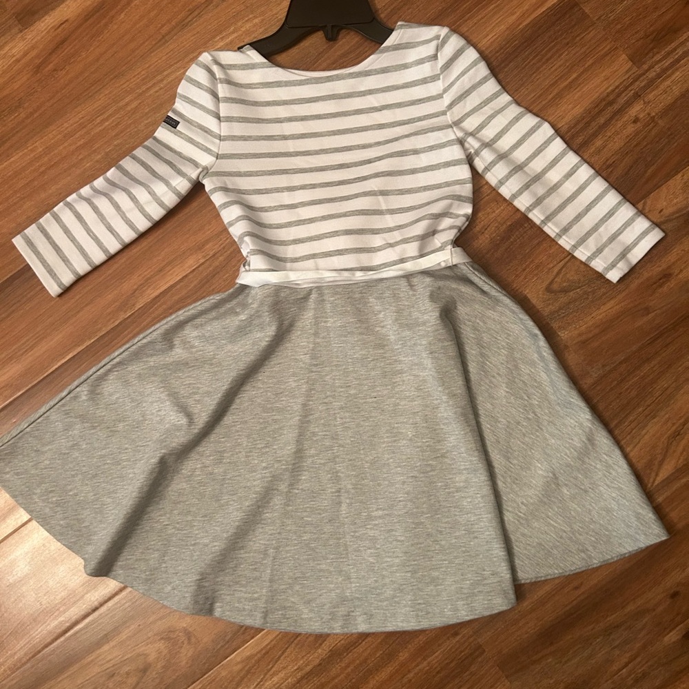 Polo by Ralph Lauren Casual Gray and White Fit and Flare Dress